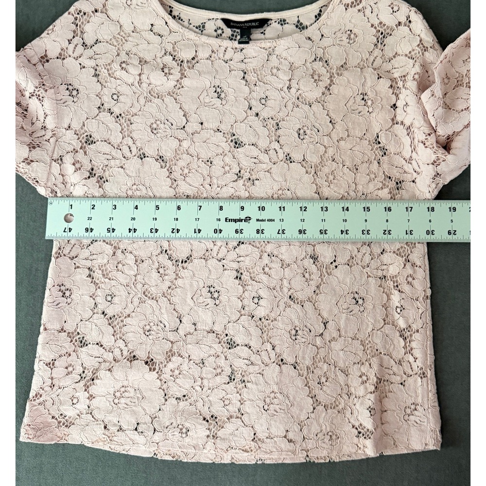 Banana Republic Sheer Lace Blouse Size M Blush Pink Romantic Victorian Feminine - Picture 6 of 8